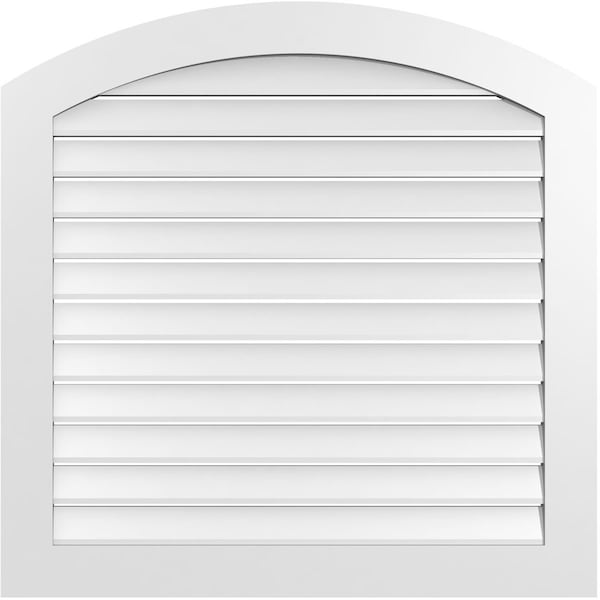 Ekena Millwork Arch Top Surface Mount PVC Gable Vent: Non-Functional, w/ 3-1/2"W x 1"P Standard Frame, 38"W x 42"H - GVPAR38X4201SN