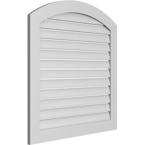 Ekena Millwork Arch Top Surface Mount PVC Gable Vent: Non-Functional, w/ 3-1/2"W x 1"P Standard Frame, 38"W x 42"H - GVPAR38X4201SN