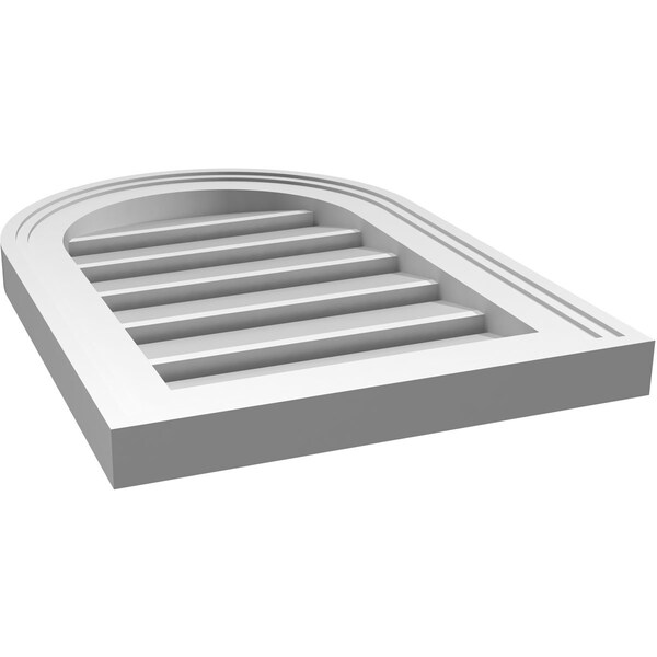 Ekena Millwork Round Top Surface Mount PVC Gable Vent: Functional, w/ 2"W x 1-1/2"P Brickmould Frame, 14"W x 20"H - GVPRT14X2002SF