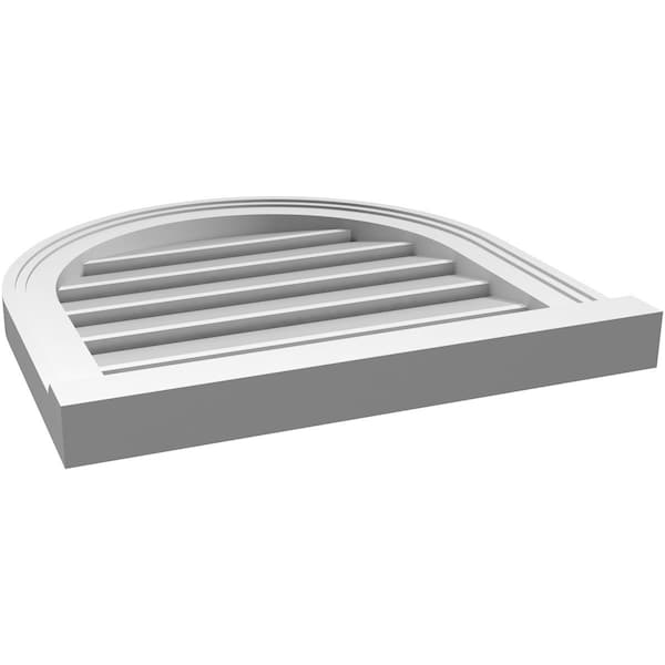 Ekena Millwork Round Top Surface Mount PVC Gable Vent: Functional, w/ 2"W x 2"P Brickmould Sill Frame, 20"W x 20"H - GVPRT20X2003SF