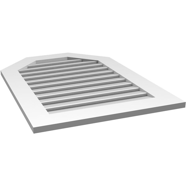 Ekena Millwork Octagonal Top Surface Mount PVC Gable Vent: Functional, w/ 3-1/2"W x 1"P Standard Frame, 26"W x 36"H - GVPOT26X3601SF
