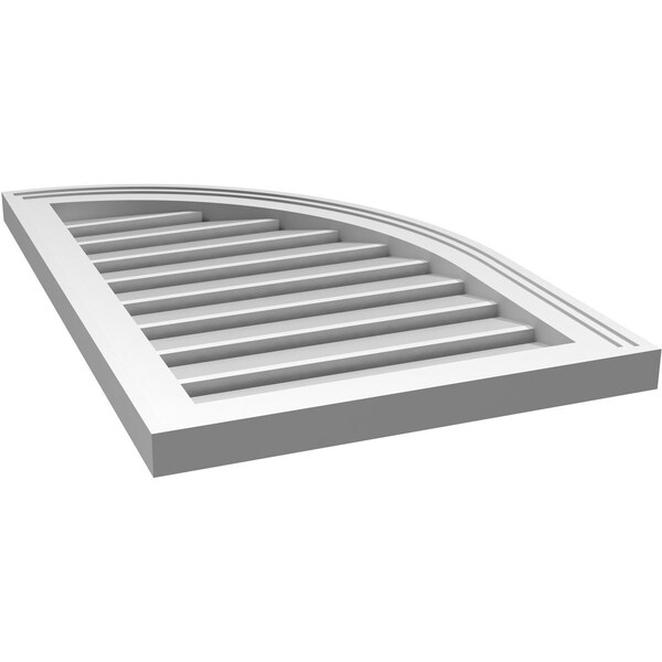 Ekena Millwork Quarter Round Top Right Surface Mount PVC Gable Vent w/ 2"W x 1-1/2"P Brickmould Frame, 18"W x 28"H - GVPQR18X2802SF