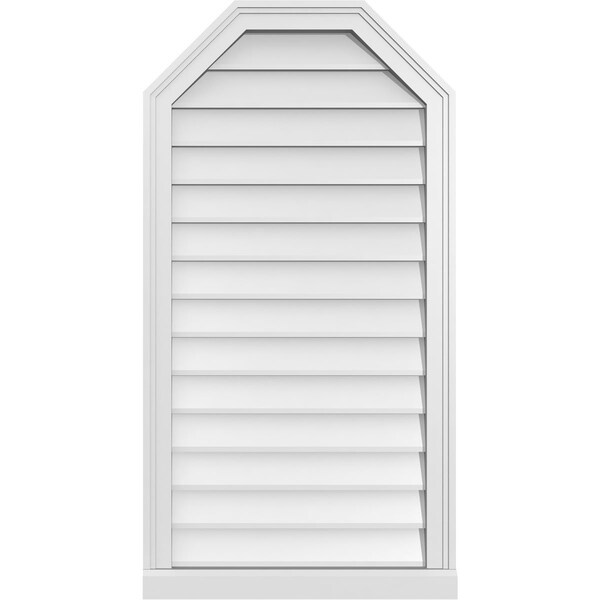 Ekena Millwork Octagonal Top Surface Mount PVC Gable Vent w/ 2"W x 2"P Brickmould Sill Frame, 22"W x 42"H - GVPOT22X4203SN