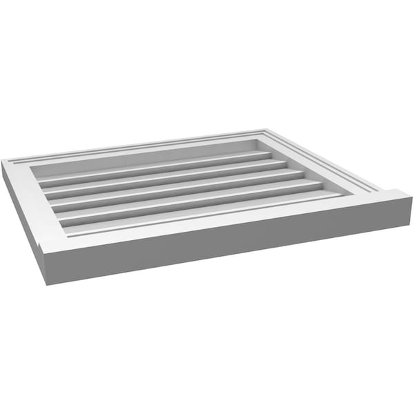 Ekena Millwork Vertical Surface Mount PVC Gable Vent: Functional, w/ 2"W x 2"P Brickmould Sill Frame, 24"W x 20"H - GVPVE24X2003SF