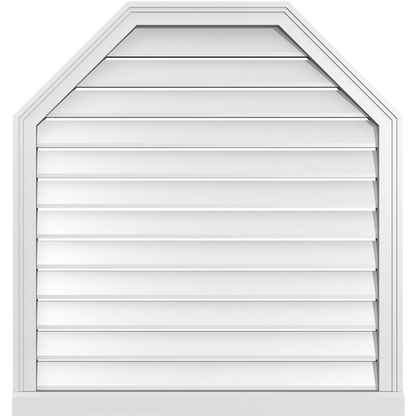 Ekena Millwork Octagonal Top Surface Mount PVC Gable Vent w/ 2"W x 2"P Brickmould Sill Frame, 34"W x 36"H - GVPOT34X3603SF