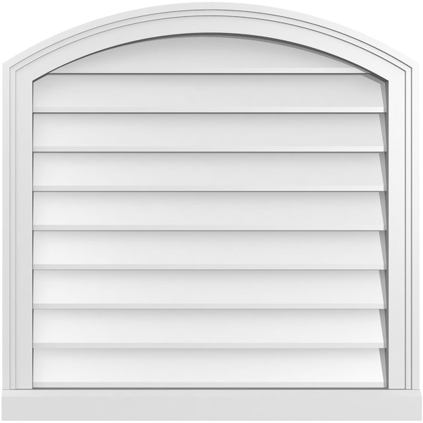 Ekena Millwork Arch Top Surface Mount PVC Gable Vent: Functional, w/ 2"W x 2"P Brickmould Sill Frame, 28"W x 28"H - GVPAR28X2803SF