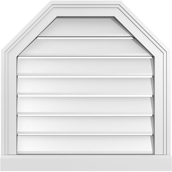 Ekena Millwork Octagonal Top Surface Mount PVC Gable Vent w/ 2"W x 2"P Brickmould Sill Frame, 22"W x 22"H - GVPOT22X2203SF