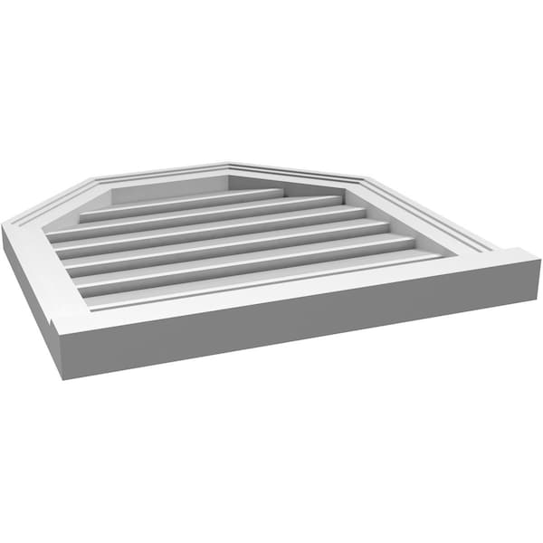 Ekena Millwork Octagonal Top Surface Mount PVC Gable Vent w/ 2"W x 2"P Brickmould Sill Frame, 22"W x 22"H - GVPOT22X2203SF