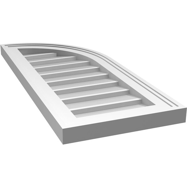 Ekena Millwork Quarter Round Top Right Surface Mount PVC Gable Vent w/ 2"W x 1-1/2"P Brickmould Frame, 12"W x 28"H - GVPQR12X2802SN