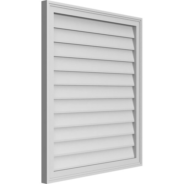 Ekena Millwork Vertical Surface Mount PVC Gable Vnt: Non-Functional, w/2"W x 1-1/2"H, Brickmould Frame, 30"W x 34"H - GVPVE30X3402SN