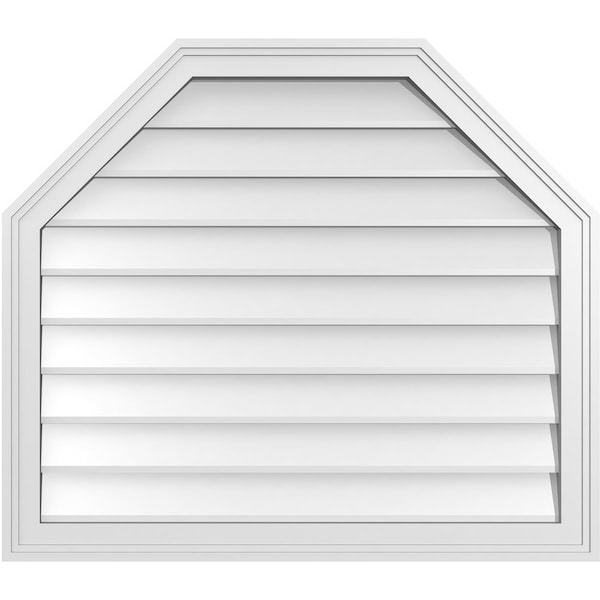 Ekena Millwork Octagonal Top Surface Mount PVC Gable Vent w/ 2"W x 1-1/2"P Brickmould Frame, 32"W x 28"H - GVPOT32X2802SN