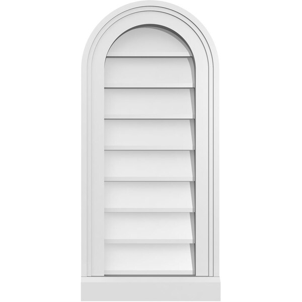 Ekena Millwork Round Top Surface Mount PVC Gable Vent w/ 2"W x 2"P Brickmould Sill Frame, 12"W x 26"H - GVPRT12X2603SN
