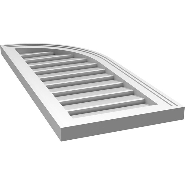 Ekena Millwork Quarter Round Top Right Surface Mount PVC Gable Vent w/ 2"W x 1-1/2"P Brickmould Frame, 14"W x 32"H - GVPQR14X3202SF