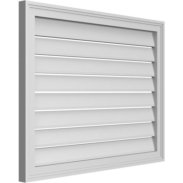 Ekena Millwork Vertical Surface Mount PVC Gable Vent: Functional, w/ 2"W x 1-1/2"P Brickmould Frame, 34"W x 26"H - GVPVE34X2602SF