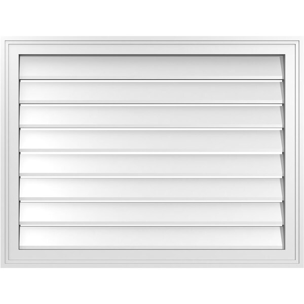 Ekena Millwork Vertical Surface Mount PVC Gable Vent: Functional, w/ 2"W x 1-1/2"P Brickmould Frame, 34"W x 26"H - GVPVE34X2602SF