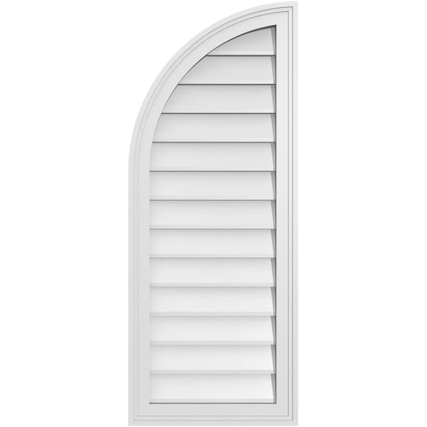 Ekena Millwork Quarter Round Top Left Surface Mount PVC Gable Vent w/ 2"W x 1-1/2"P Brickmould Frame, 16"W x 40"H - GVPQL16X4002SN