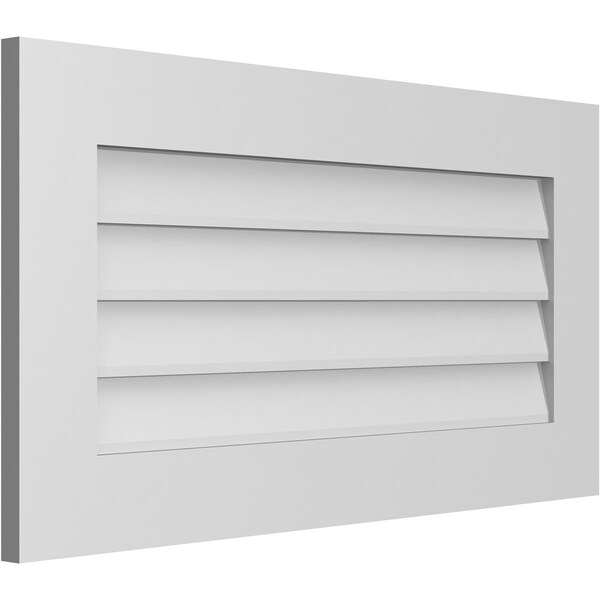 Ekena Millwork Vertical Surface Mount PVC Gable Vent: Non-Functional, w/3-1/2"W x 1"H, Standard Frame, 34"W x 18"H - GVPVE34X1801SN