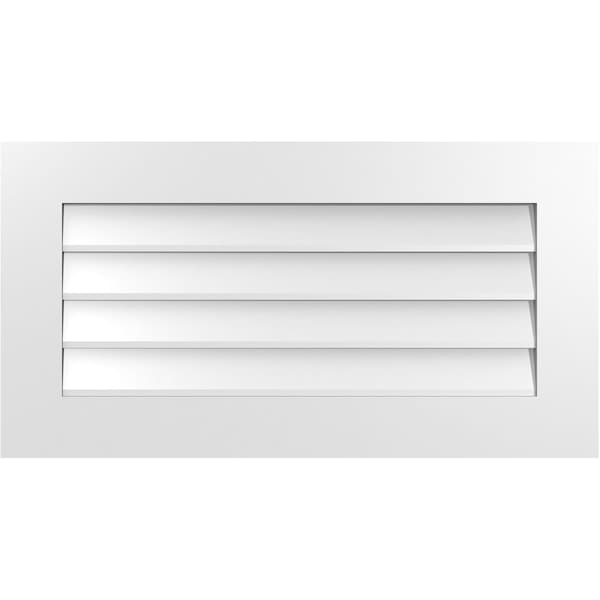 Ekena Millwork Vertical Surface Mount PVC Gable Vent: Non-Functional, w/3-1/2"W x 1"H, Standard Frame, 34"W x 18"H - GVPVE34X1801SN