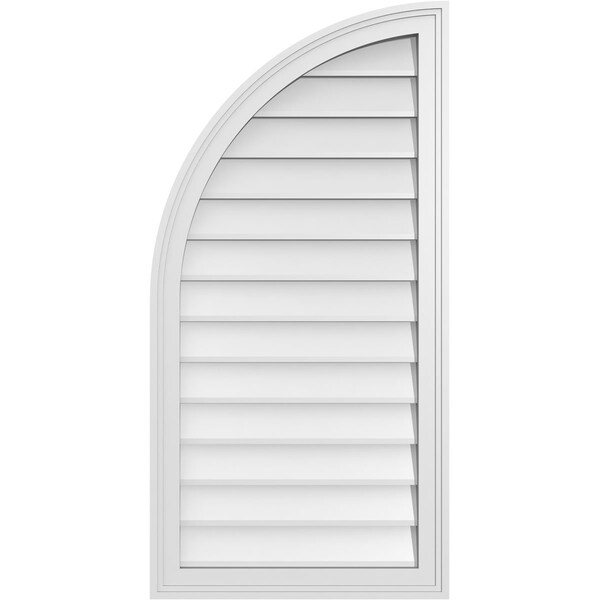Ekena Millwork Quarter Round Top Left Surface Mount PVC Gable Vent w/ 2"W x 1-1/2"P Brickmould Frame, 20"W x 40"H - GVPQL20X4002SN