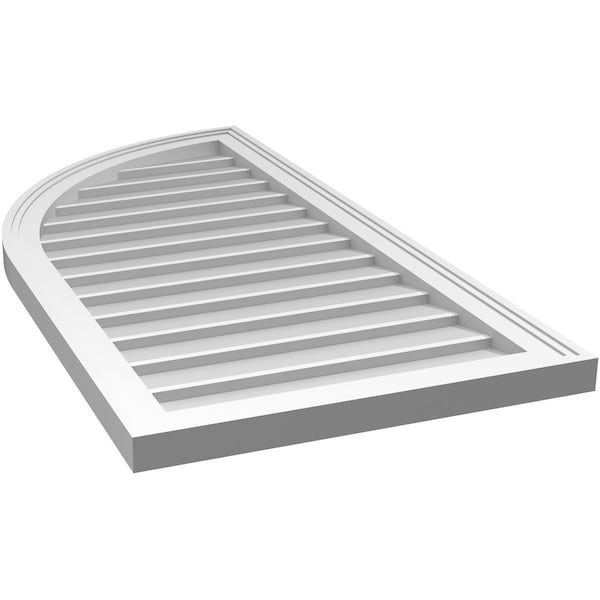 Ekena Millwork Quarter Round Top Left Surface Mount PVC Gable Vent w/ 2"W x 1-1/2"P Brickmould Frame, 20"W x 40"H - GVPQL20X4002SN
