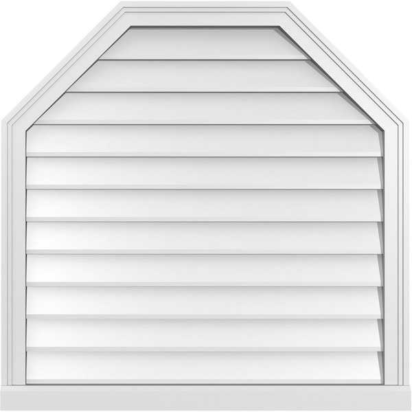 Ekena Millwork Octagonal Top Surface Mount PVC Gable Vent w/ 2"W x 2"P Brickmould Sill Frame, 34"W x 34"H - GVPOT34X3403SN