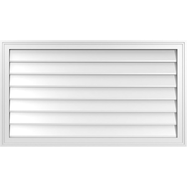 Ekena Millwork Vertical Surface Mount PVC Gable Vnt: Non-Functional, w/2"W x 1-1/2"H, Brickmould Frame, 42"W x 24"H - GVPVE42X2402SN