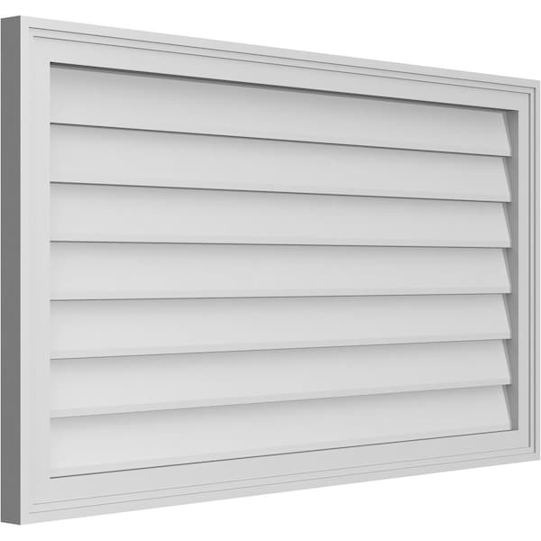 Ekena Millwork Vertical Surface Mount PVC Gable Vnt: Non-Functional, w/2"W x 1-1/2"H, Brickmould Frame, 42"W x 24"H - GVPVE42X2402SN