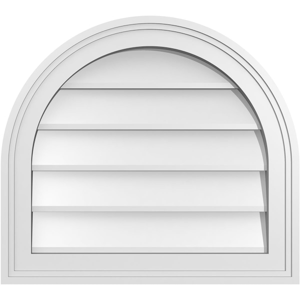 Ekena Millwork Round Top Surface Mount PVC Gable Vent w/ 2"W x 1-1/2"P Brickmould Frame, 20"W x 18"H - GVPRT20X1802SN