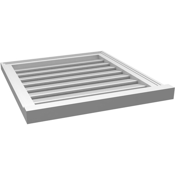 Ekena Millwork Vertical Surface Mount PVC Gable Vent: Functional, w/ 2"W x 2"P Brickmould Sill Frame, 24"W x 26"H - GVPVE24X2603SF