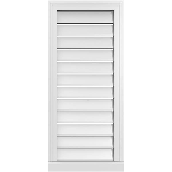 Ekena Millwork Vertical Surface Mount PVC Gable Vent: Functional, w/ 2"W x 2"P Brickmould Sill Frame, 16"W x 36"H - GVPVE16X3603SF