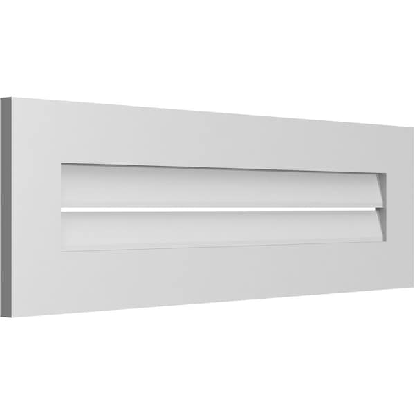Ekena Millwork Vertical Surface Mount PVC Gable Vent: Functional, w/ 3-1/2"W x 1"P Standard Frame, 38"W x 12"H - GVPVE38X1201SF