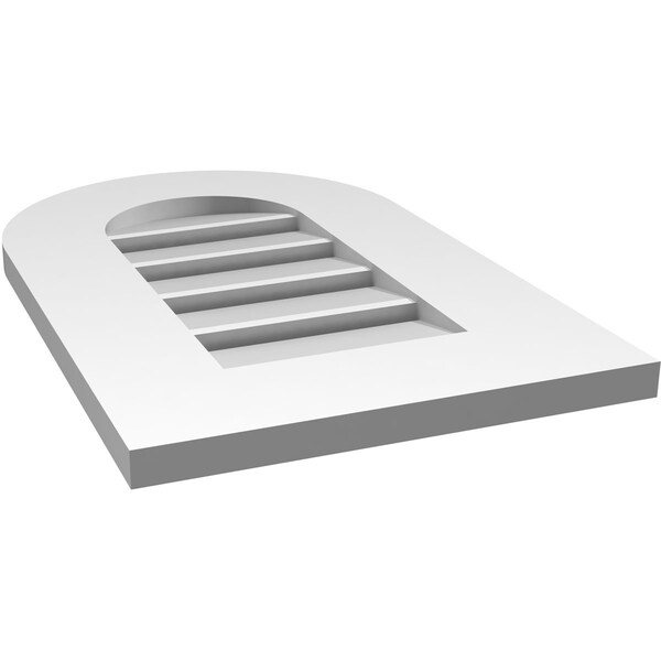 Ekena Millwork Round Top Surface Mount PVC Gable Vent: Functional, w/ 3-1/2"W x 1"P Standard Frame, 14"W x 22"H - GVPRT14X2201SF