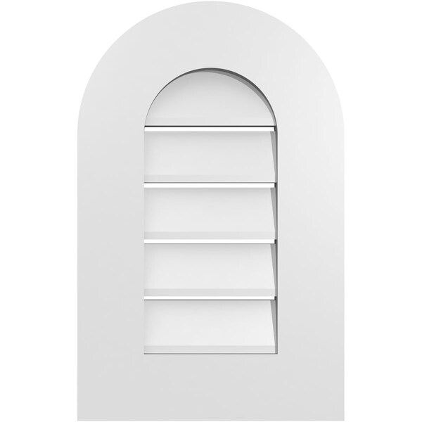 Ekena Millwork Round Top Surface Mount PVC Gable Vent: Functional, w/ 3-1/2"W x 1"P Standard Frame, 14"W x 22"H - GVPRT14X2201SF