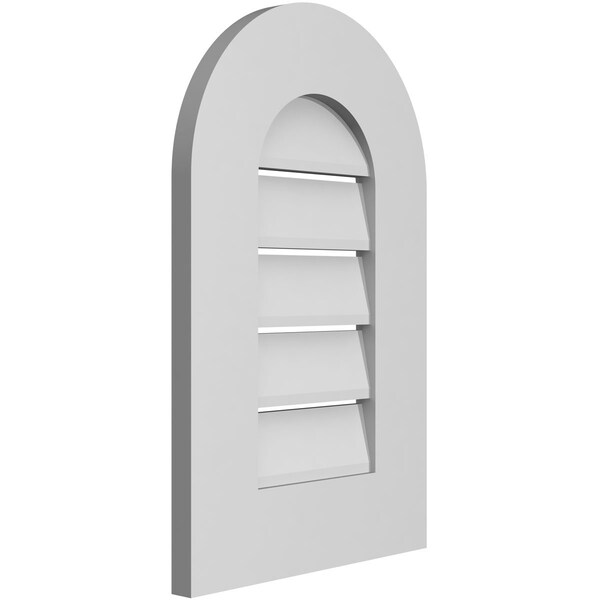 Ekena Millwork Round Top Surface Mount PVC Gable Vent: Functional, w/ 3-1/2"W x 1"P Standard Frame, 14"W x 22"H - GVPRT14X2201SF