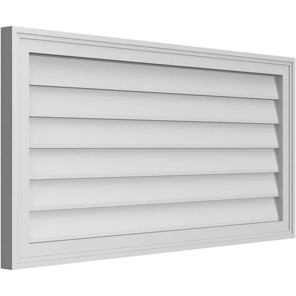 Ekena Millwork Vertical Surface Mount PVC Gable Vnt: Non-Functional, w/2"W x 1-1/2"H, Brickmould Frame, 40"W x 20"H - GVPVE40X2002SN