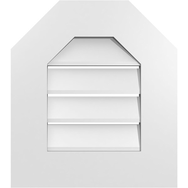 Ekena Millwork Octagonal Top Surface Mount PVC Gable Vent: Functional, w/ 3-1/2"W x 1"P Standard Frame, 16"W x 18"H - GVPOT16X1801SF