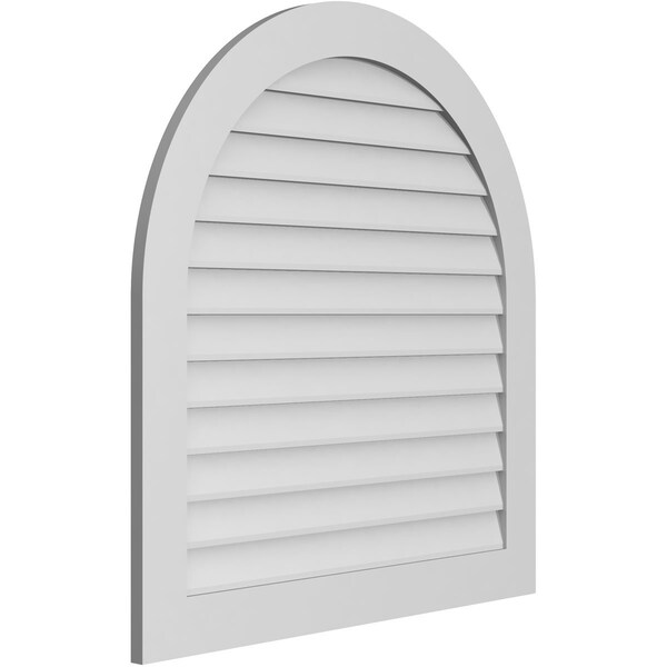 Ekena Millwork Round Top Surface Mount PVC Gable Vent: Non-Functional, w/ 3-1/2"W x 1"P Standard Frame, 38"W x 40"H - GVPRT38X4001SN