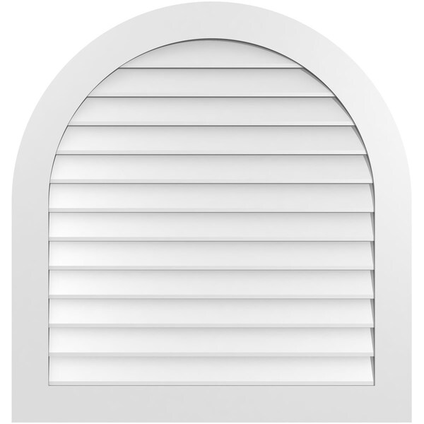 Ekena Millwork Round Top Surface Mount PVC Gable Vent: Non-Functional, w/ 3-1/2"W x 1"P Standard Frame, 38"W x 40"H - GVPRT38X4001SN