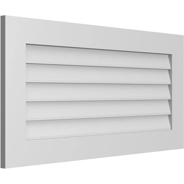 Ekena Millwork Vertical Surface Mount PVC Gable Vent: Non-Functional, w/3-1/2"W x 1"H, Standard Frame, 40"W x 20"H - GVPVE40X2001SN
