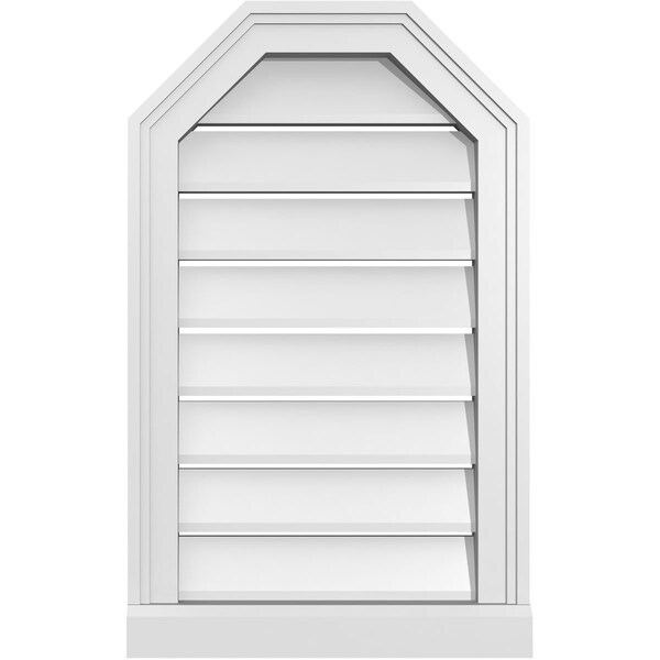 Ekena Millwork Octagonal Top Surface Mount PVC Gable Vent w/ 2"W x 2"P Brickmould Sill Frame, 16"W x 26"H - GVPOT16X2603SF