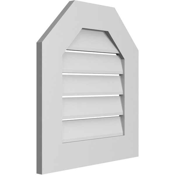 Ekena Millwork Octagonal Top Surface Mount PVC Gable Vent: Functional, w/ 3-1/2"W x 1"P Standard Frame, 20"W x 22"H - GVPOT20X2201SF