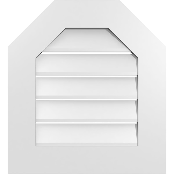 Ekena Millwork Octagonal Top Surface Mount PVC Gable Vent: Functional, w/ 3-1/2"W x 1"P Standard Frame, 20"W x 22"H - GVPOT20X2201SF