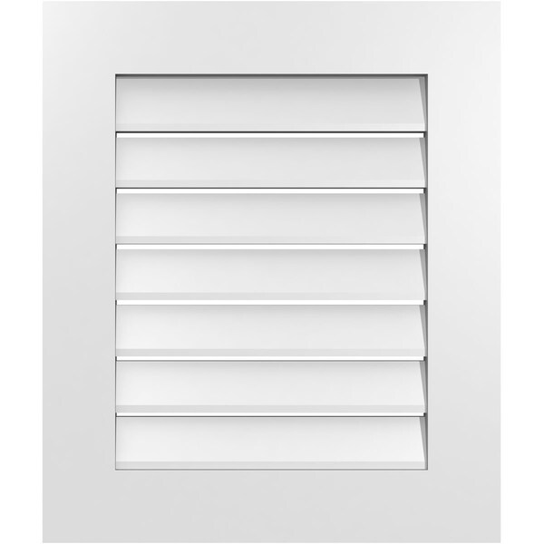 Ekena Millwork Vertical Surface Mount PVC Gable Vent: Functional, w/ 3-1/2"W x 1"P Standard Frame, 22"W x 26"H - GVPVE22X2601SF