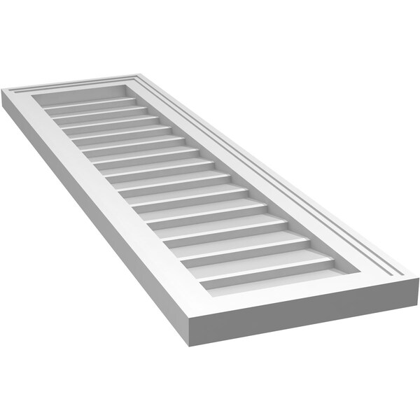 Ekena Millwork Vertical Surface Mount PVC Gable Vnt: Non-Functional, w/2"W x 1-1/2"H, Brickmould Frame, 12"W x 42"H - GVPVE12X4202SN
