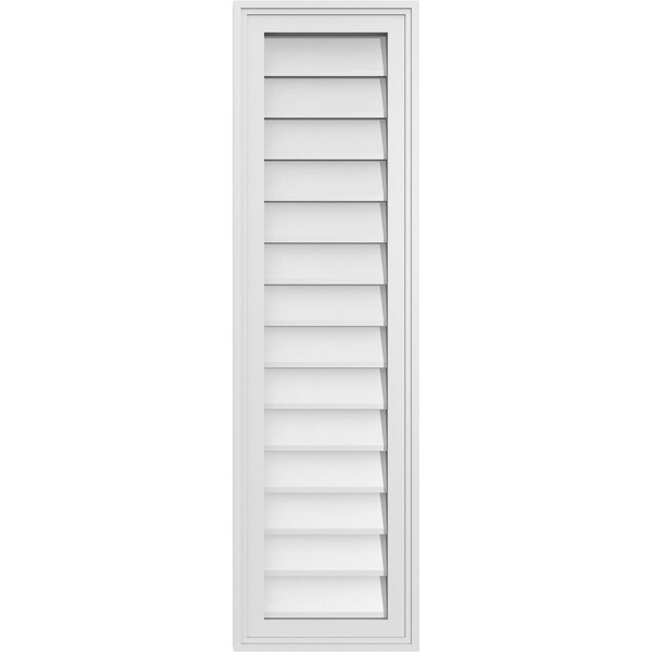 Ekena Millwork Vertical Surface Mount PVC Gable Vnt: Non-Functional, w/2"W x 1-1/2"H, Brickmould Frame, 12"W x 42"H - GVPVE12X4202SN