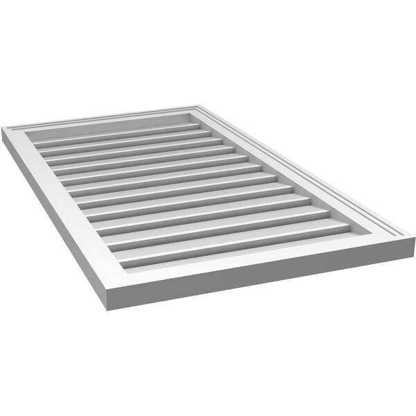 Ekena Millwork Vertical Surface Mount PVC Gable Vent: Functional, w/ 2"W x 1-1/2"P Brickmould Frame, 22"W x 38"H - GVPVE22X3802SF