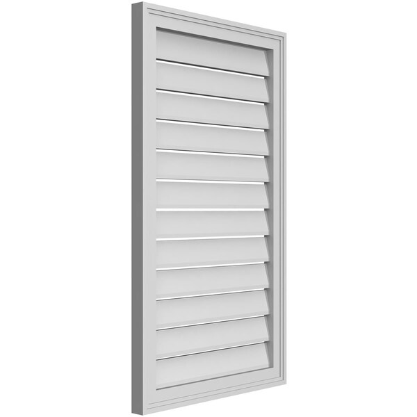 Ekena Millwork Vertical Surface Mount PVC Gable Vent: Functional, w/ 2"W x 1-1/2"P Brickmould Frame, 22"W x 38"H - GVPVE22X3802SF