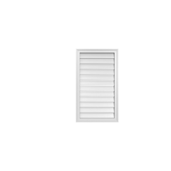 Ekena Millwork Vertical Surface Mount PVC Gable Vent: Functional, w/ 2"W x 1-1/2"P Brickmould Frame, 22"W x 38"H - GVPVE22X3802SF