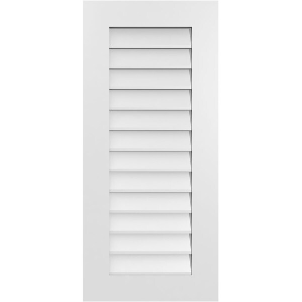 Ekena Millwork Vertical Surface Mount PVC Gable Vent: Non-Functional, w/ 3-1/2"W x 1"P Standard Frame, 18"W x 40"H - GVPVE18X4001SN