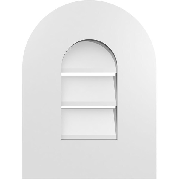 Ekena Millwork Round Top Surface Mount PVC Gable Vent: Functional, w/ 3-1/2"W x 1"P Standard Frame, 12"W x 16"H - GVPRT12X1601SF